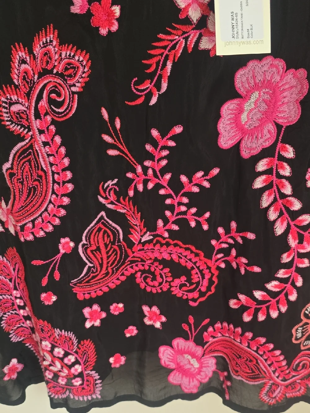 NWT JOHNNY WAS Button Back Cassia Embroidered Tank - Picture 6 of 12